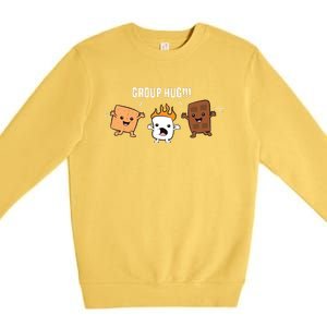 Group Hug Camping Campfire Chocolate Marshmallow SMores Premium Crewneck Sweatshirt