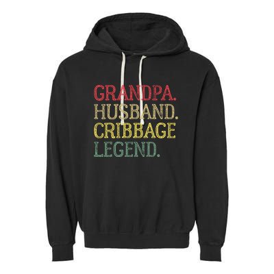 Grandpa Husband Cribbage Legend Vintage Cribbage Board Game Garment-Dyed Fleece Hoodie