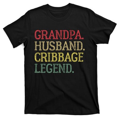 Grandpa Husband Cribbage Legend Vintage Cribbage Board Game T-Shirt