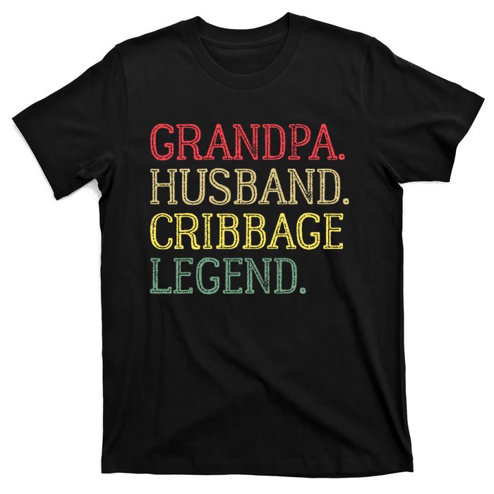 Grandpa Husband Cribbage Legend Vintage Cribbage Board Game T-Shirt