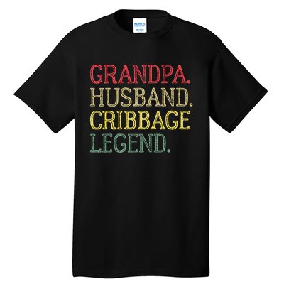 Grandpa Husband Cribbage Legend Vintage Cribbage Board Game Tall T-Shirt