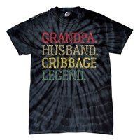 Grandpa Husband Cribbage Legend Vintage Cribbage Board Game Tie-Dye T-Shirt