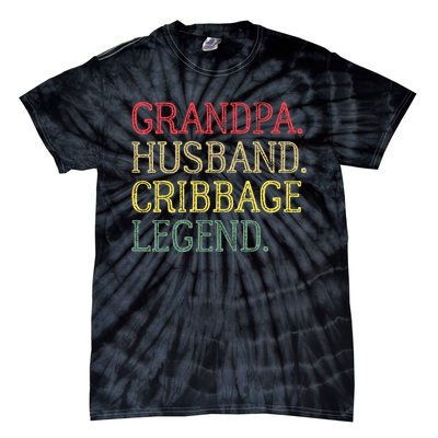 Grandpa Husband Cribbage Legend Vintage Cribbage Board Game Tie-Dye T-Shirt