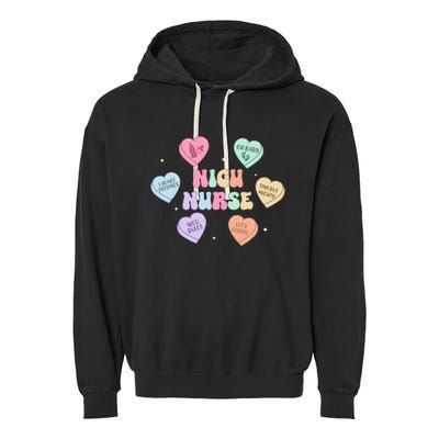 Groovy Heart Candy Nicu Nurse Valentines Day Garment-Dyed Fleece Hoodie