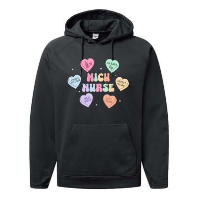 Groovy Heart Candy Nicu Nurse Valentines Day Performance Fleece Hoodie