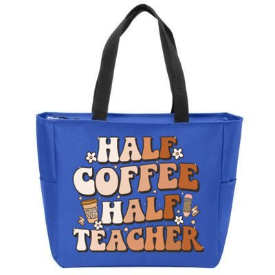 Groovy Half Coffee Half Teacher Inspirational Quotes Teacher Great Gift Zip Tote Bag