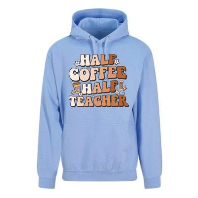 Groovy Half Coffee Half Teacher Inspirational Quotes Teacher Great Gift Unisex Surf Hoodie