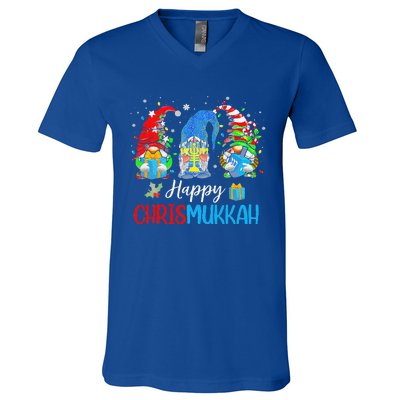 Gnomes Happy Chrismukkah Hanukkah Merry Christmas Pajamas V-Neck T-Shirt