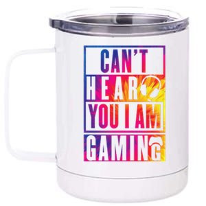 Gamer Headset Controller CanT Hear You IM Gaming Tie Dye 12 oz Stainless Steel Tumbler Cup