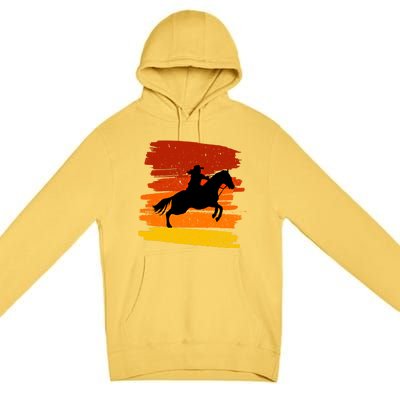 Gallop Horses Cow For Rodeo And Lasso Lovers Gift Premium Pullover Hoodie