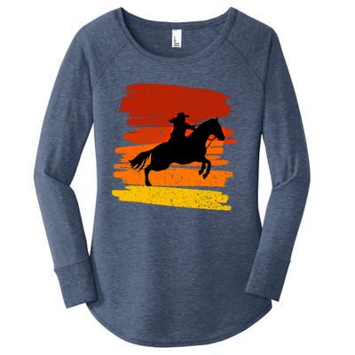 Gallop Horses Cow For Rodeo And Lasso Lovers Gift Women's Perfect Tri Tunic Long Sleeve Shirt