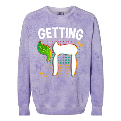 Getting High Chai Jewish Chanukkah Hanukkah Passover Sukkot Gift Colorblast Crewneck Sweatshirt