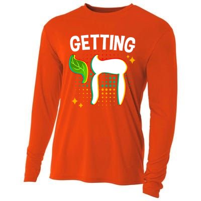 Getting High Chai Jewish Chanukkah Hanukkah Passover Sukkot Gift Cooling Performance Long Sleeve Crew