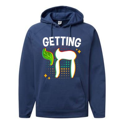 Getting High Chai Jewish Chanukkah Hanukkah Passover Sukkot Gift Performance Fleece Hoodie