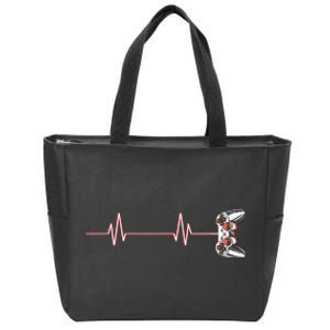 Gamer Heartbeat Cool Video Game Controller Zip Tote Bag