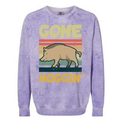 Gone Hoggin Design Boar Hunting Gift Colorblast Crewneck Sweatshirt