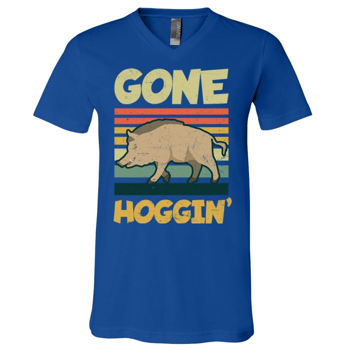 Gone Hoggin Design Boar Hunting Gift V-Neck T-Shirt