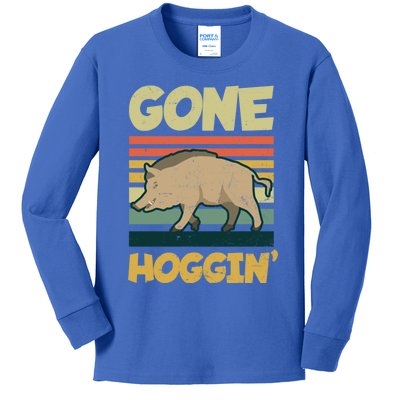 Gone Hoggin Design Boar Hunting Gift Kids Long Sleeve Shirt