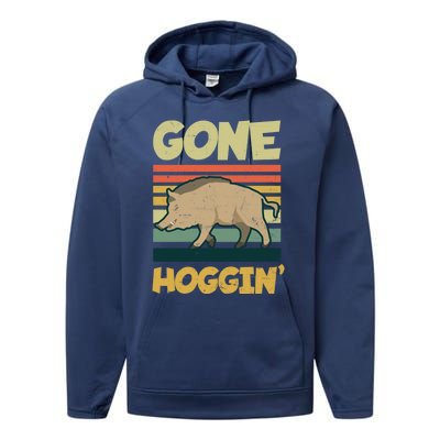 Gone Hoggin Design Boar Hunting Gift Performance Fleece Hoodie