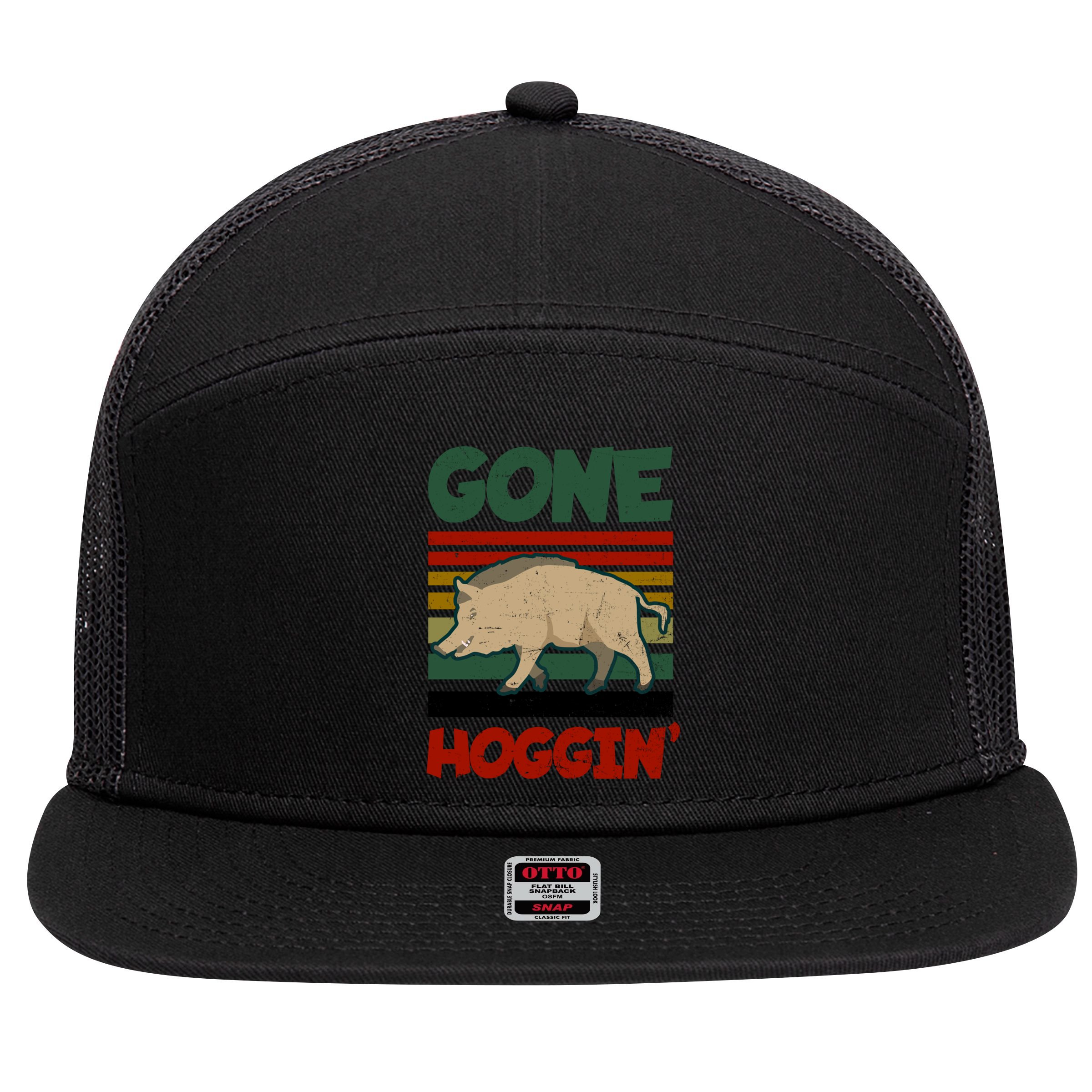 Gone Hoggin Design Boar Hunting Gift 7 Panel Mesh Trucker Snapback Hat