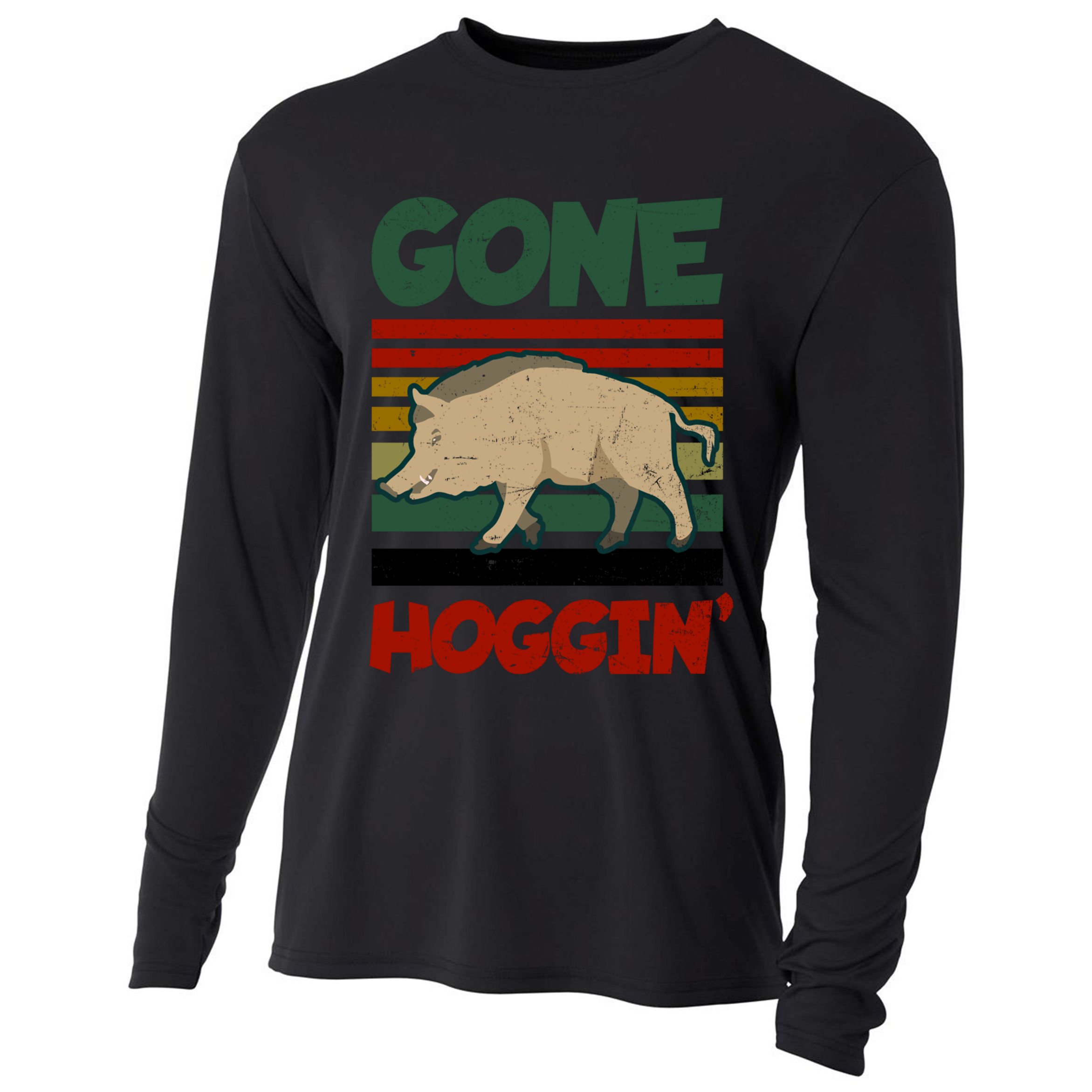 Gone Hoggin Design Boar Hunting Gift Cooling Performance Long Sleeve Crew