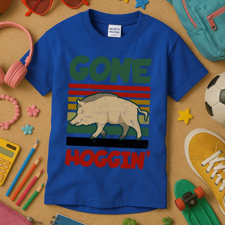 Gone Hoggin Design Boar Hunting Gift Kids T-Shirt