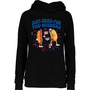 Groovy Hot Dog Im Just Here For The Wieners 4Th Of July Womens Funnel Neck Pullover Hood