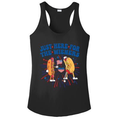 Groovy Hot Dog Im Just Here For The Wieners 4Th Of July Ladies PosiCharge Competitor Racerback Tank