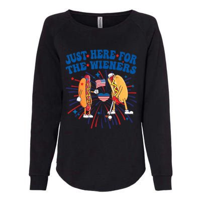 Groovy Hot Dog Im Just Here For The Wieners 4Th Of July Womens California Wash Sweatshirt