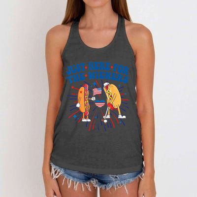 Groovy Hot Dog Im Just Here For The Wieners 4Th Of July Women's Knotted Racerback Tank