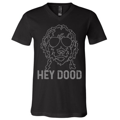 Goldendoodle Hey Dood Funny Labradoodle Golden Doodle Dog Gift V-Neck T-Shirt