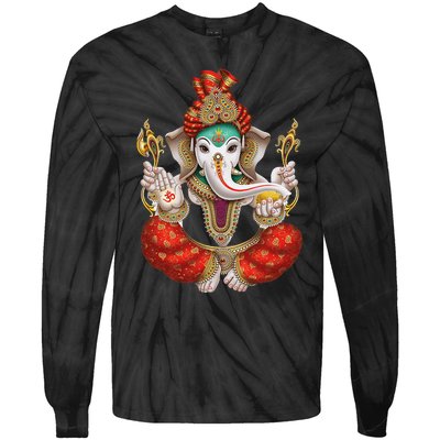 Ganesh Hindu Deity Lord Ganesha Tie-Dye Long Sleeve Shirt