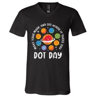 Groovy Happy Dot Day 2024 Colorful Polka Dot V-Neck T-Shirt