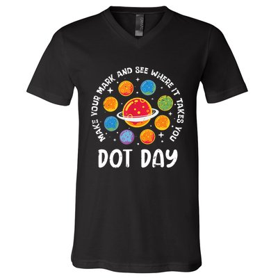 Groovy Happy Dot Day 2024 Colorful Polka Dot V-Neck T-Shirt