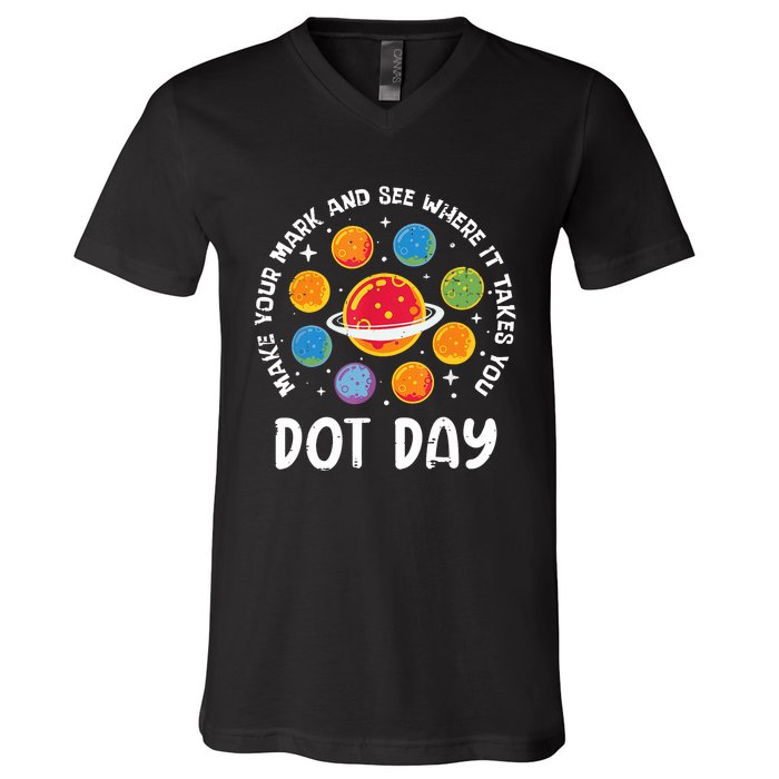 Groovy Happy Dot Day 2024 Colorful Polka Dot V-Neck T-Shirt