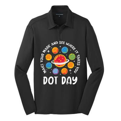 Groovy Happy Dot Day 2024 Colorful Polka Dot Silk Touch Performance Long Sleeve Polo