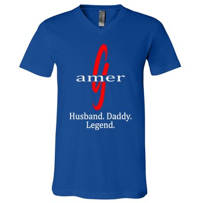 Gamer Husband Daddy Legend Dad Novelty Gamers Cool Gift V-Neck T-Shirt