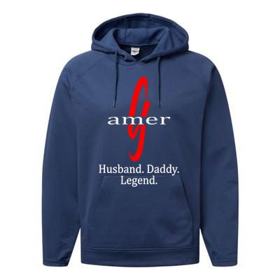 Gamer Husband Daddy Legend Dad Novelty Gamers Cool Gift Performance Fleece Hoodie