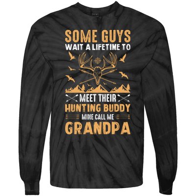 Grandpa Hunting Design Tie-Dye Long Sleeve Shirt