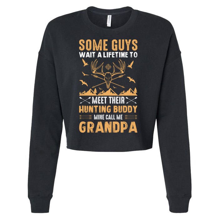Grandpa Hunting Design Cropped Pullover Crew