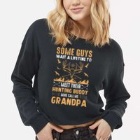 Grandpa Hunting Design Cropped Pullover Crew