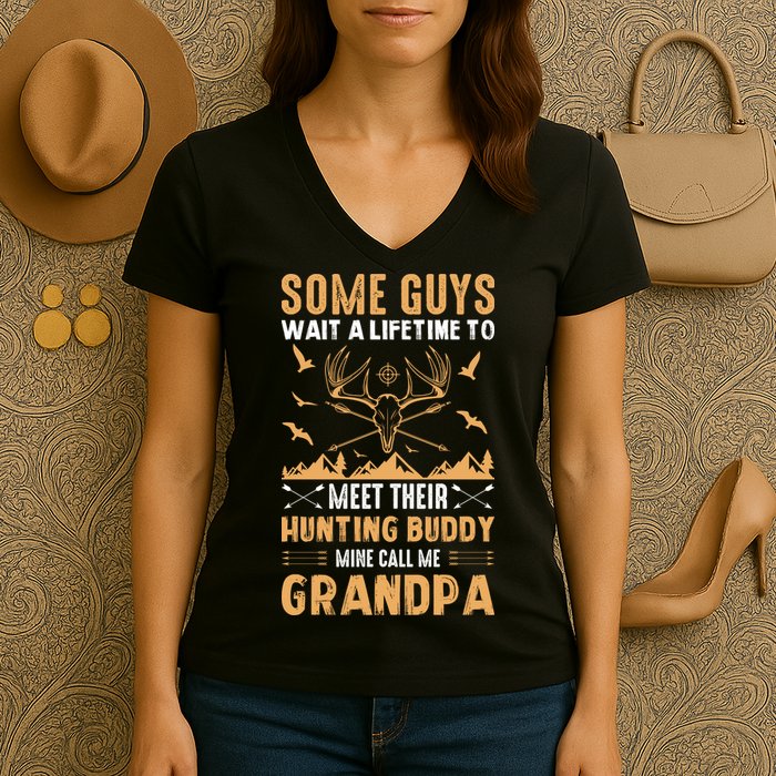 Grandpa Hunting Design Women's V-Neck T-Shirt