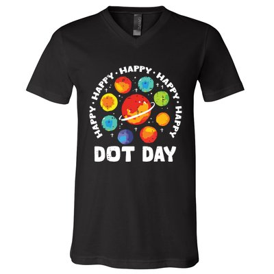 Groovy Happy Dot Day 2024 Colorful Polka Dot V-Neck T-Shirt