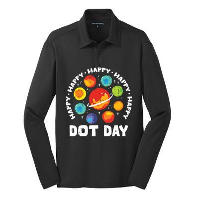 Groovy Happy Dot Day 2024 Colorful Polka Dot Silk Touch Performance Long Sleeve Polo