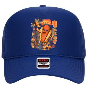 Great Hot Dog Kaiju Hot Dog Anime Japanese Graphic Art High Crown Mesh Back Trucker Hat