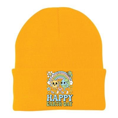 Groovy Happy Earth Day 2024 Save The Planet Knit Cap Winter Beanie