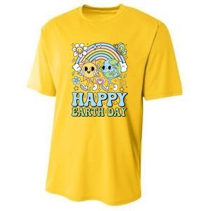 Groovy Happy Earth Day 2024 Save The Planet Youth Performance Sprint T-Shirt