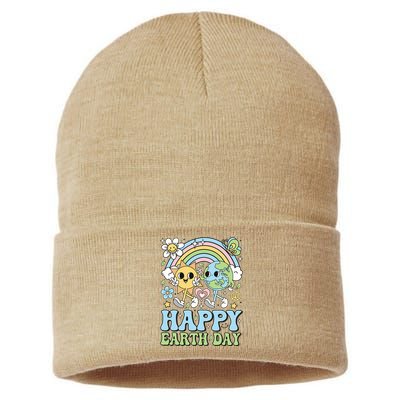 Groovy Happy Earth Day 2024 Save The Planet Sustainable Knit Beanie