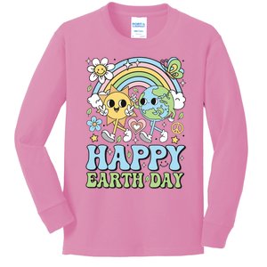 Groovy Happy Earth Day 2024 Save The Planet Kids Long Sleeve Shirt