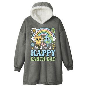 Groovy Happy Earth Day 2024 Save The Planet Hooded Wearable Blanket